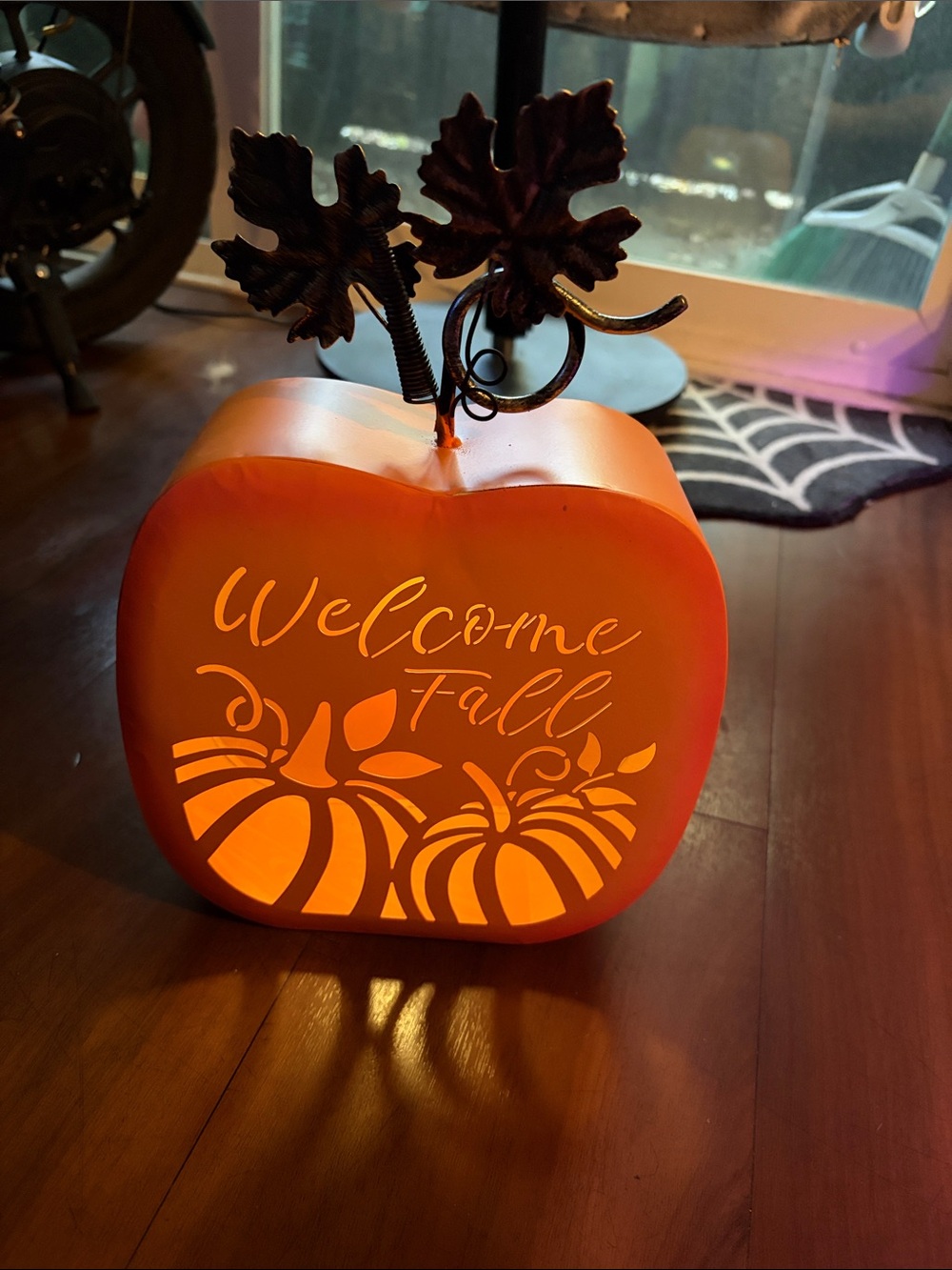 Welcome Fall Light-Up Pumpkin Accent Decor - Orange